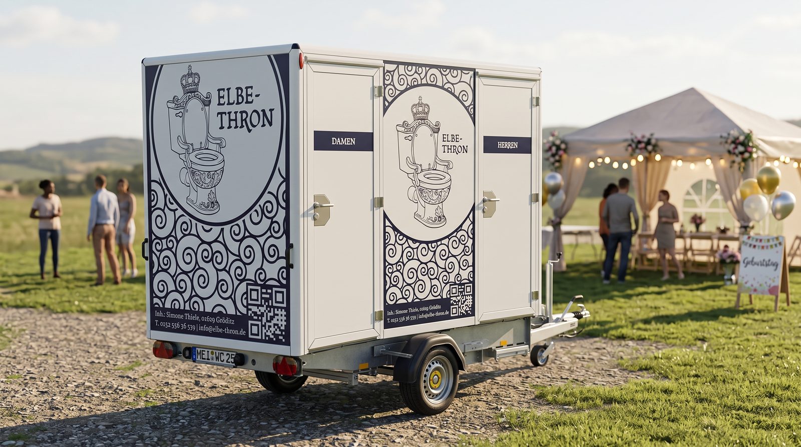 Toilettenwagen von Elbe-Thron bei einer Geburtstagsfeier