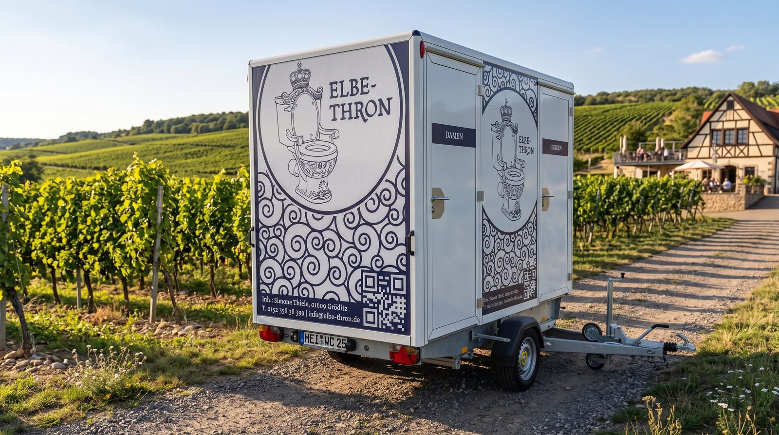 Toilettenwagen von Elbe-Thron im Weinberg bei Meißen