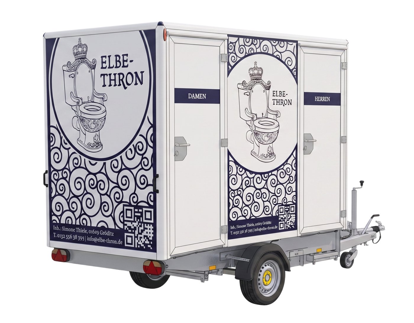 Toilettenwagen von Elbe-Thron mit getrennter Damen- und Herrenkabine